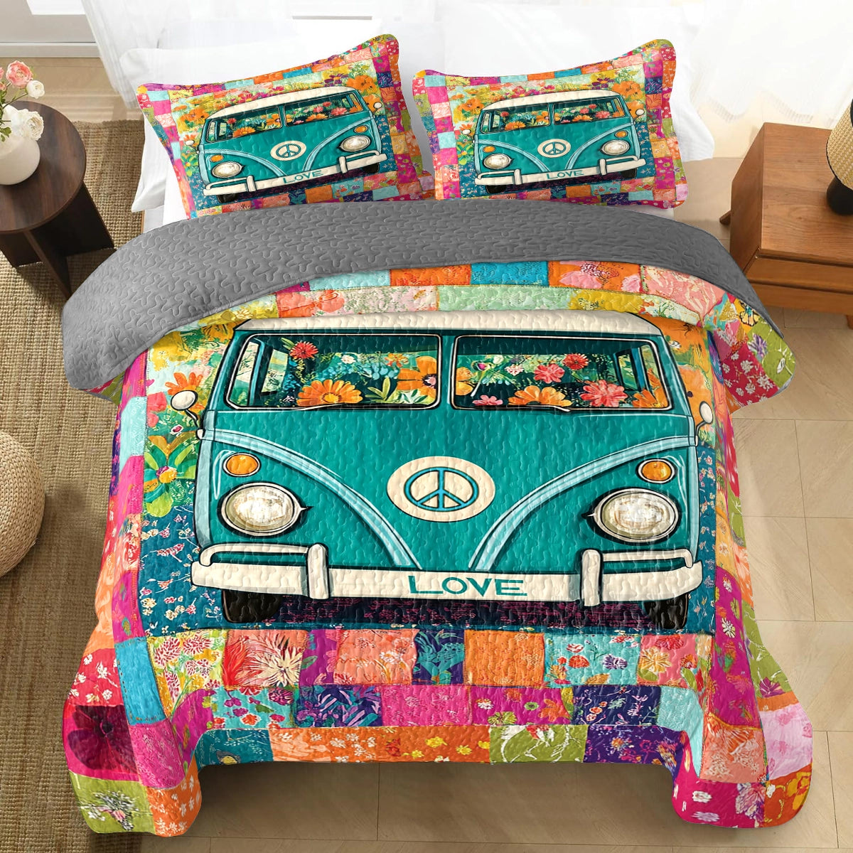 Shineful All Season Quilt 3-Piece Set - Hippie Van Patchwork