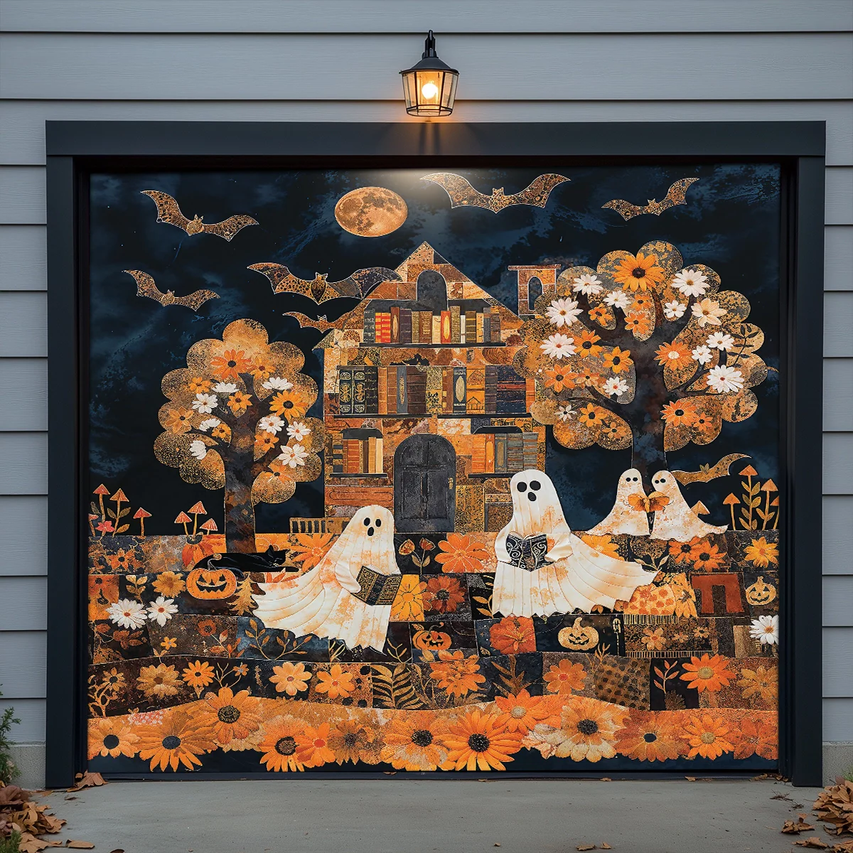 Shineful Garage Door Banner Decoration - Ghostly Books House