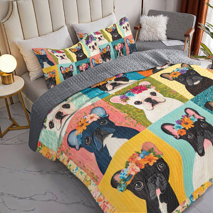 Shineful All Season Quilt 3-Piece Set Frenchie Blossom