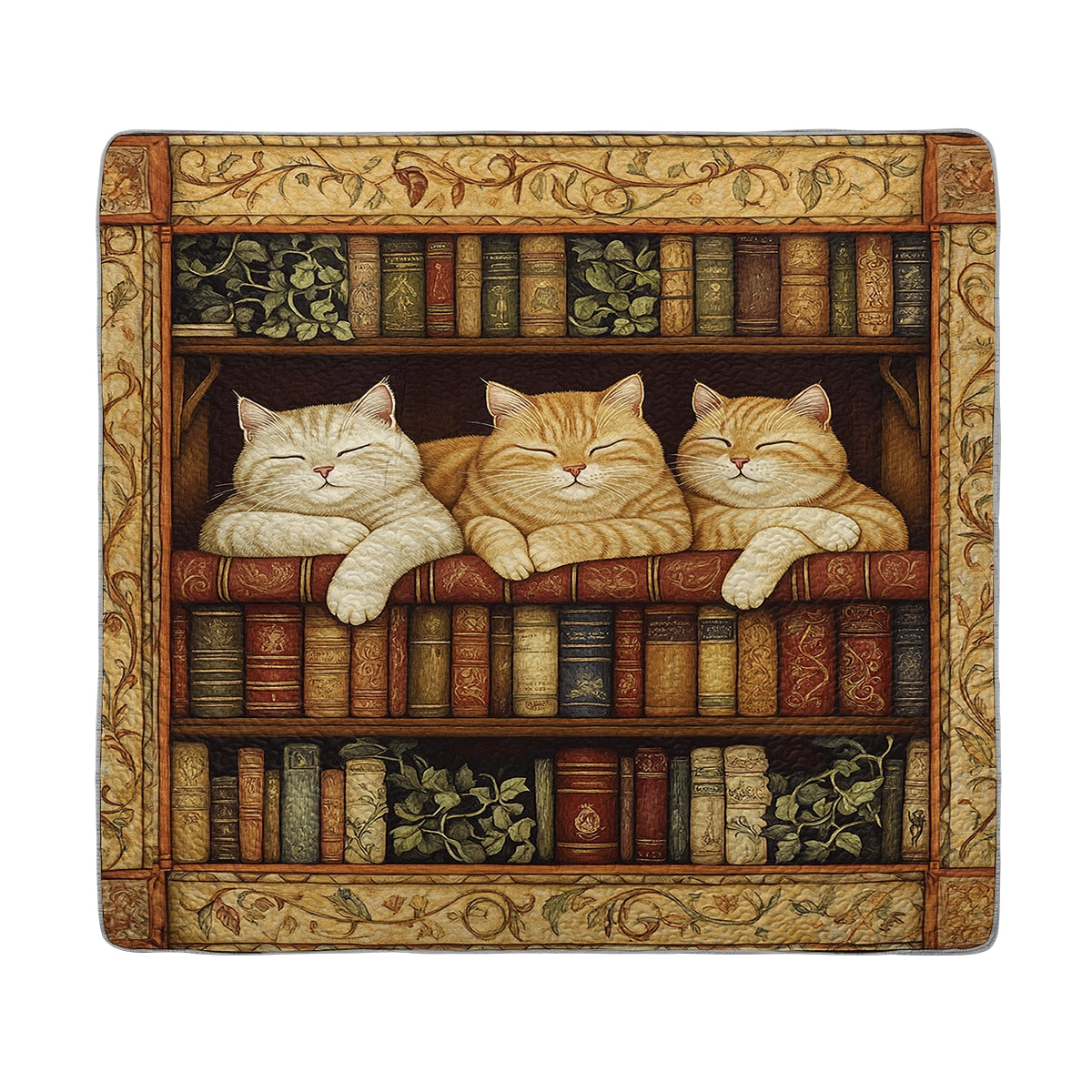 Shineful All Season Quilt 3-Piece Set - Books and Cats Comfort
