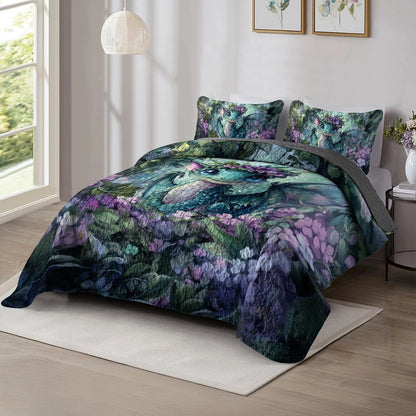 Shineful All Season Quilt 3-Piece Set - Whimsical Woodland Dragon