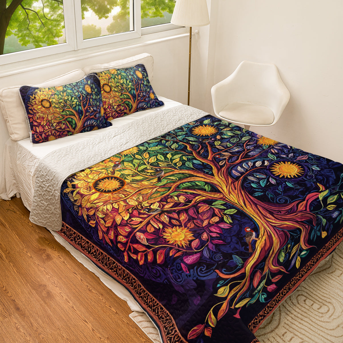 Shineful All Season Quilt 3-Piece Set Colorful Life Tree