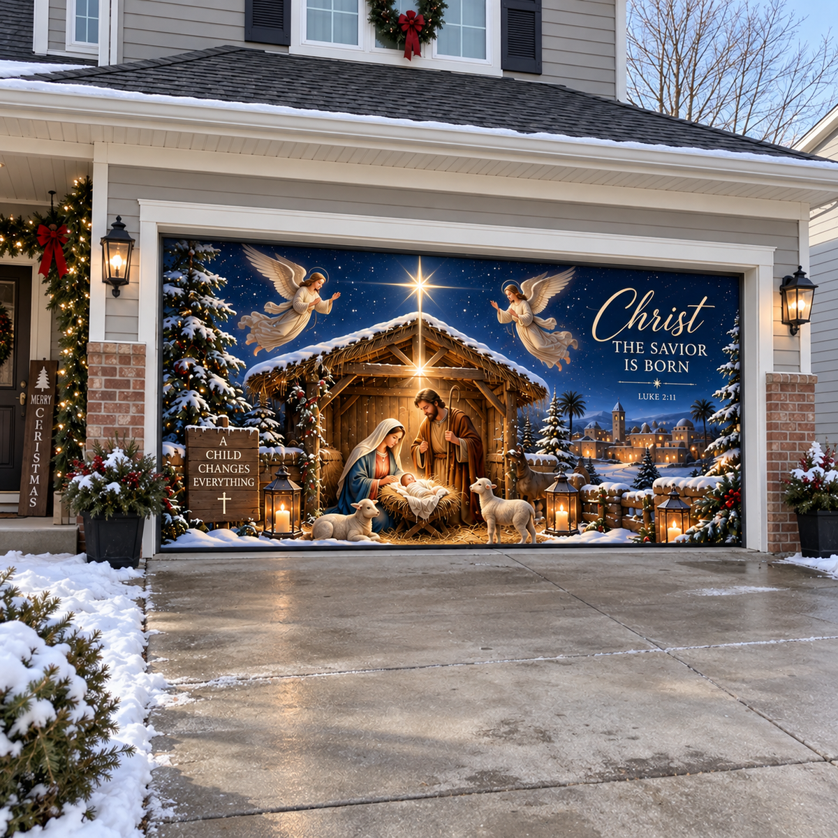 Shineful Bethlehem Star Garage Door Banner Decoration
