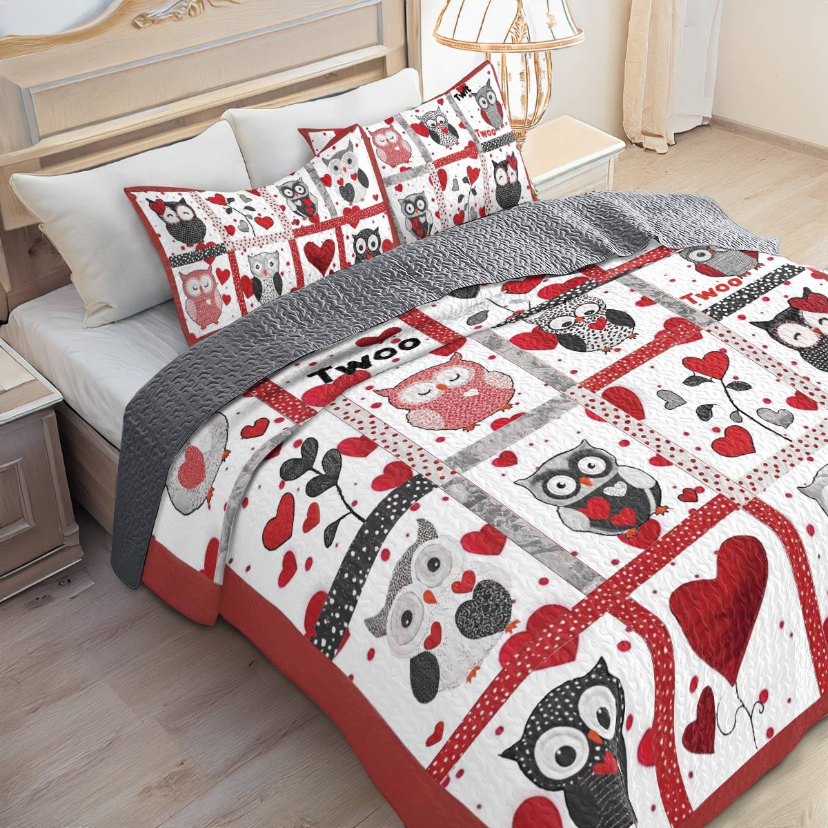 Shineful All Season Quilt 3-Piece Set Lovely Owls