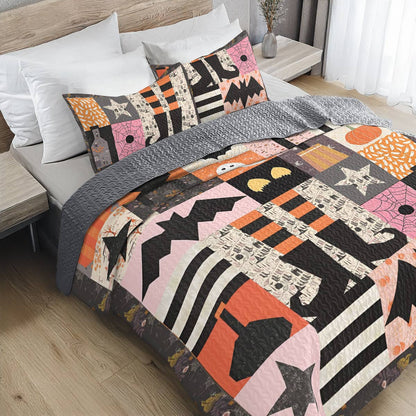 Shineful All Season Quilt 3-Piece Set Halloween Patchwork