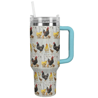 Chicken 40 Oz Shineful™ Tumbler Chickens In Farm Lk8 Sky Blue 40Oz