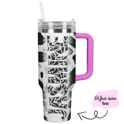 Cow 40 Oz Personalized Shineful™ Tumbler Dairy Cowhide Lk8 Hot Pink 40Oz