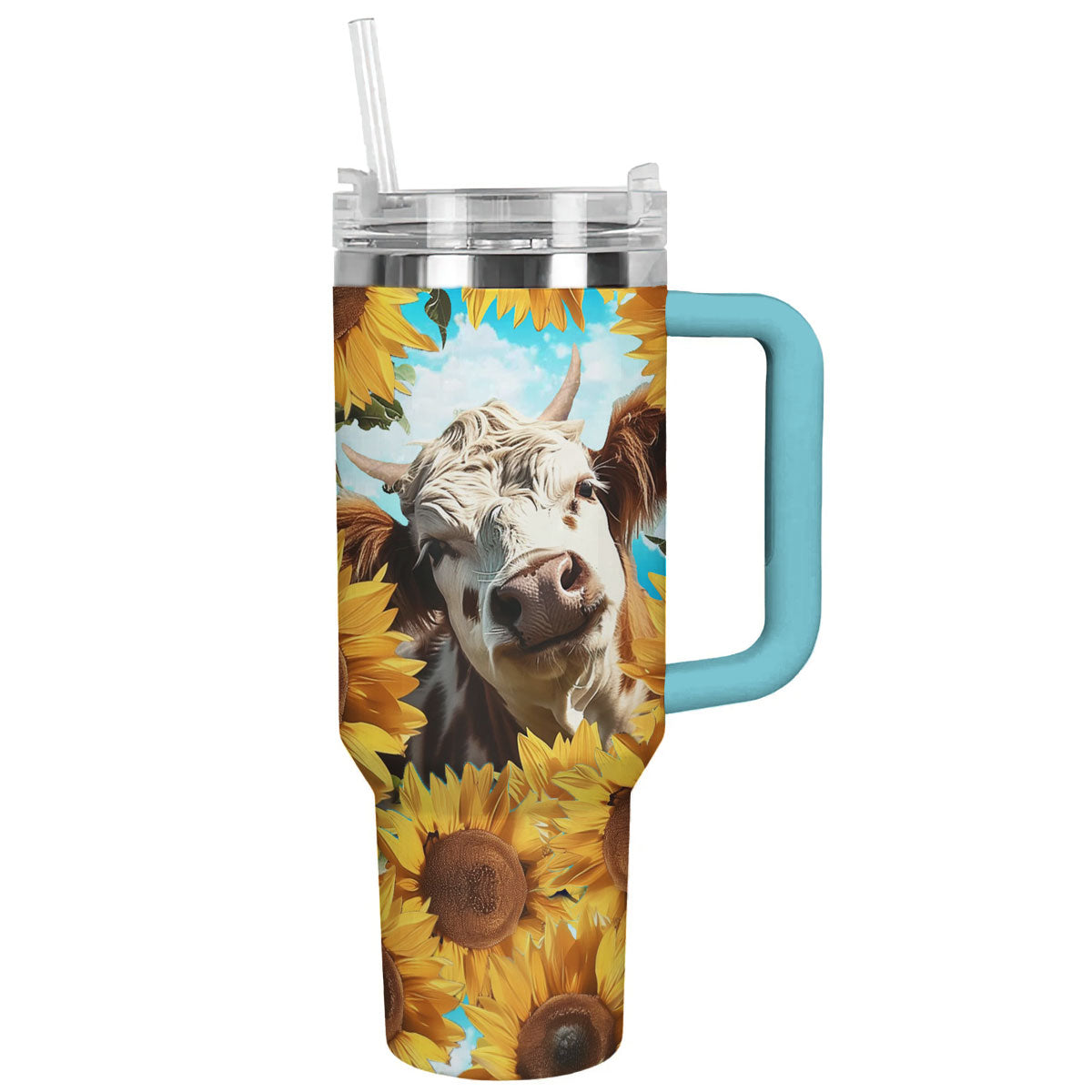 Cow 40 Oz Shineful™ Tumbler Curious Lk8 Sky Blue 40Oz