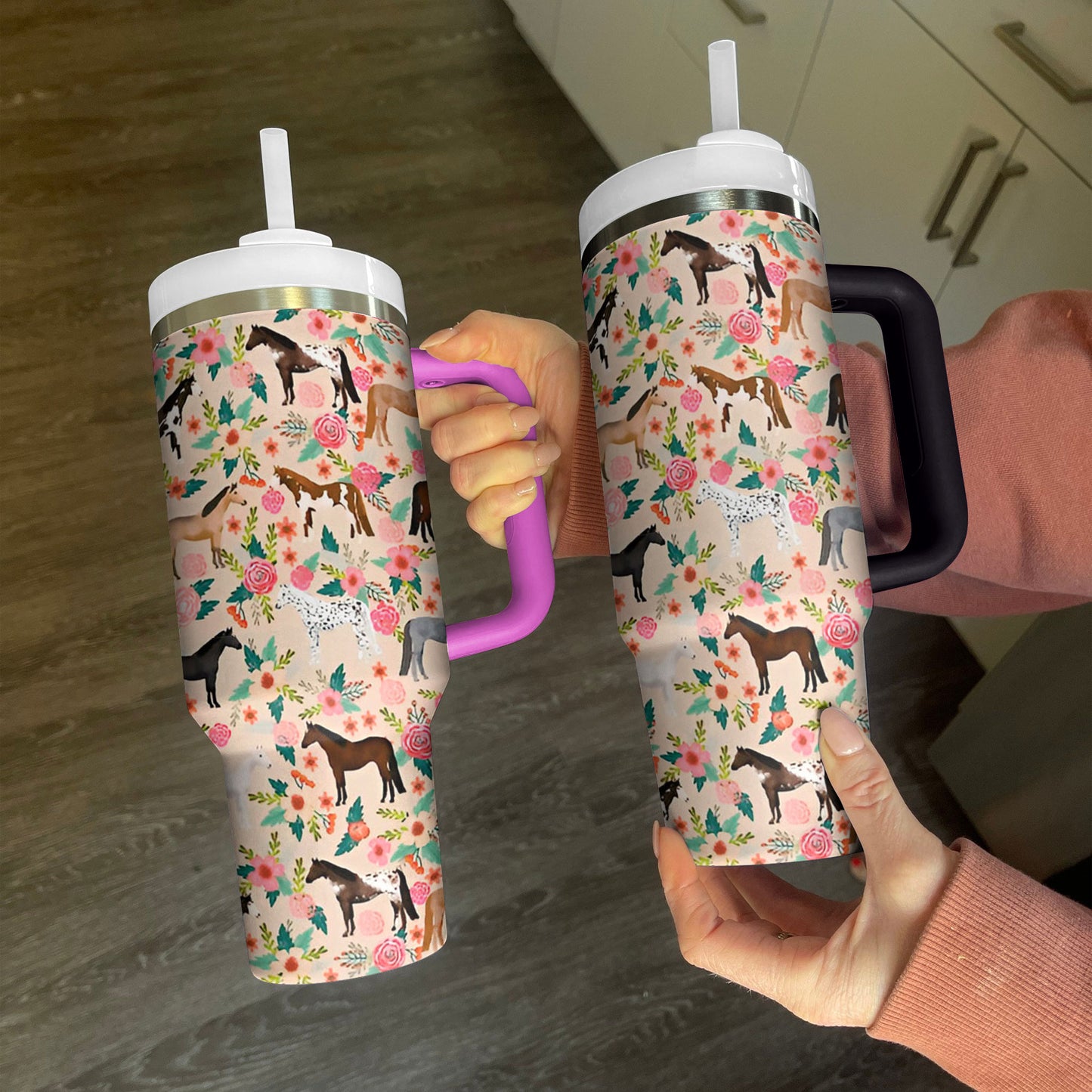 Shineful Tumbler Floral Horses