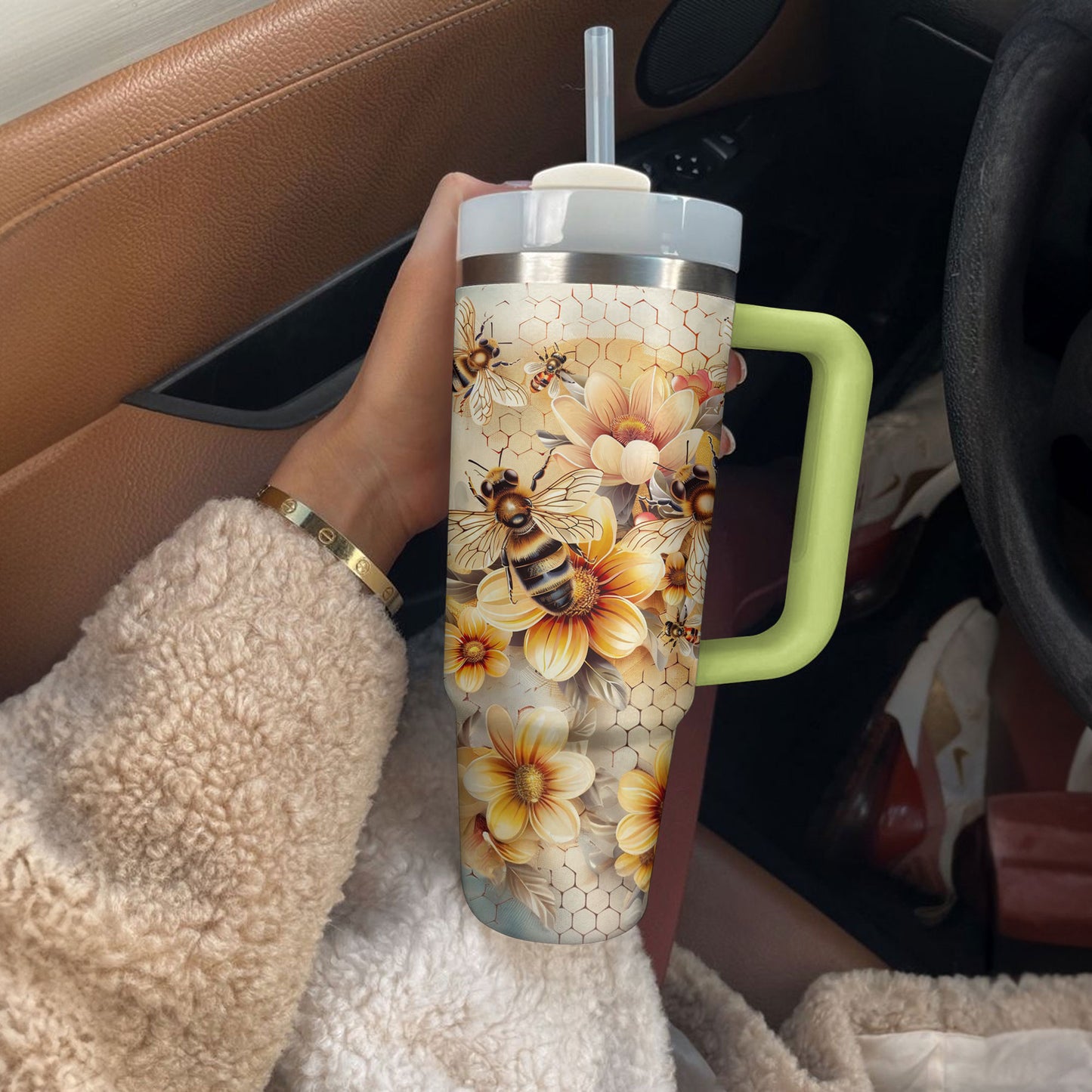 Shineful Tumbler Floral Bees Ver2