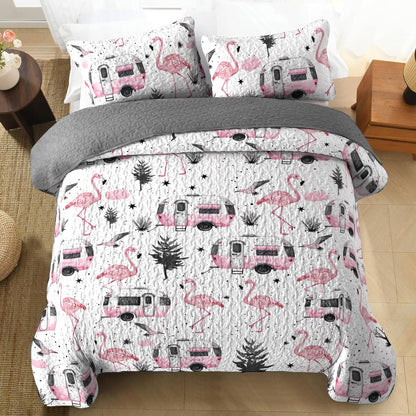 Shineful All Season Quilt 3-Piece Set Flamingo Trip