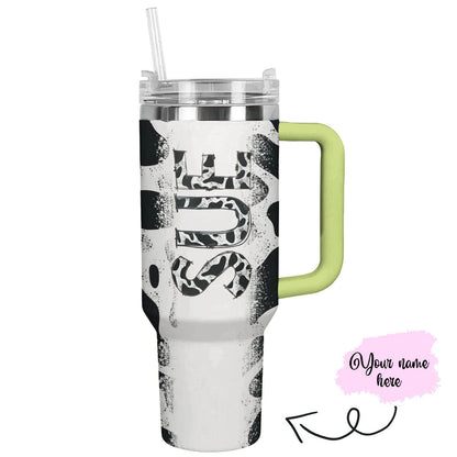 Cow 40 Oz Personalized Shineful™ Tumbler Dairy Cowhide Lk8 Green 40Oz