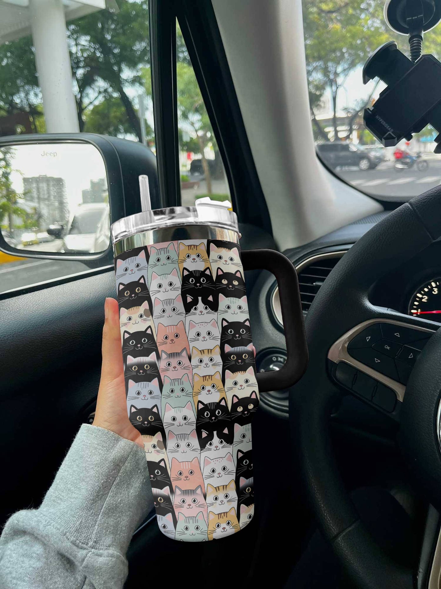 Cat 40 Oz Shineful™ Tumbler Cute Cats Lk8 Black 40Oz