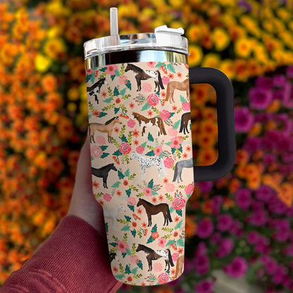 Shineful Tumbler Floral Horses