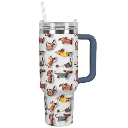 Dog 40 Oz Shineful™ Tumbler Naughty Dachshunds Lk8 Navy 40Oz