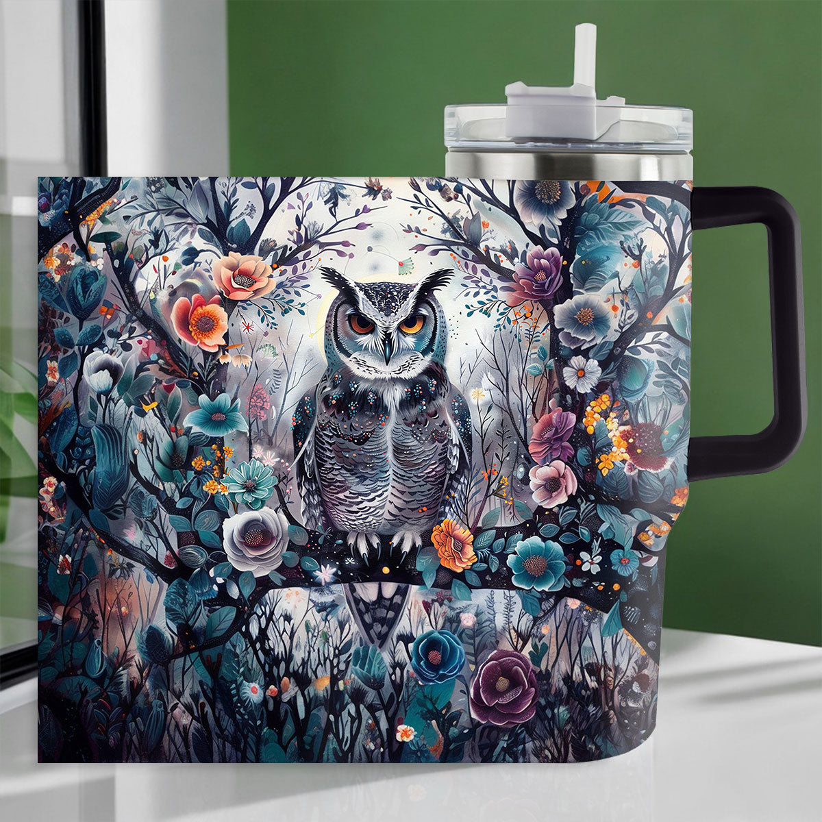 Shineful Tumbler Floral Owl Lk8