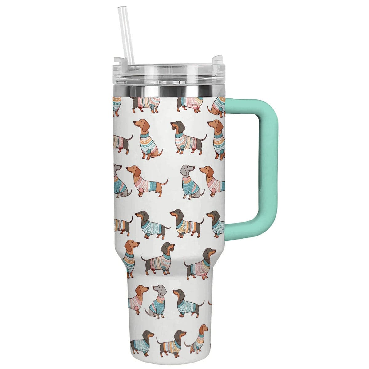 Dog 40 Oz Shineful™ Tumbler Playful Dachshunds Lk8 Turquoise Blue 40Oz