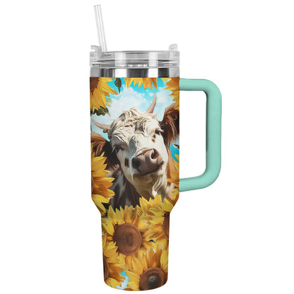 Cow 40 Oz Shineful™ Tumbler Curious Lk8 Turquoise Blue 40Oz