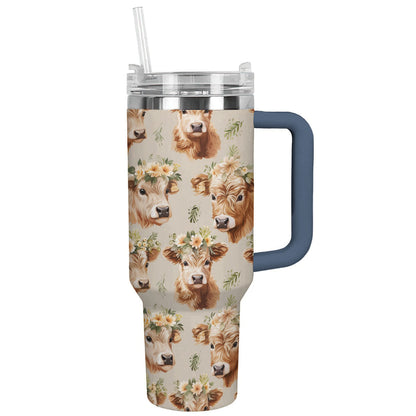 Cow 40 Oz Shineful™ Tumbler Floral Ver3 Lk8 Navy 40Oz