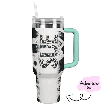 Cow 40 Oz Personalized Shineful™ Tumbler Dairy Cowhide Lk8 Turquoise Blue 40Oz
