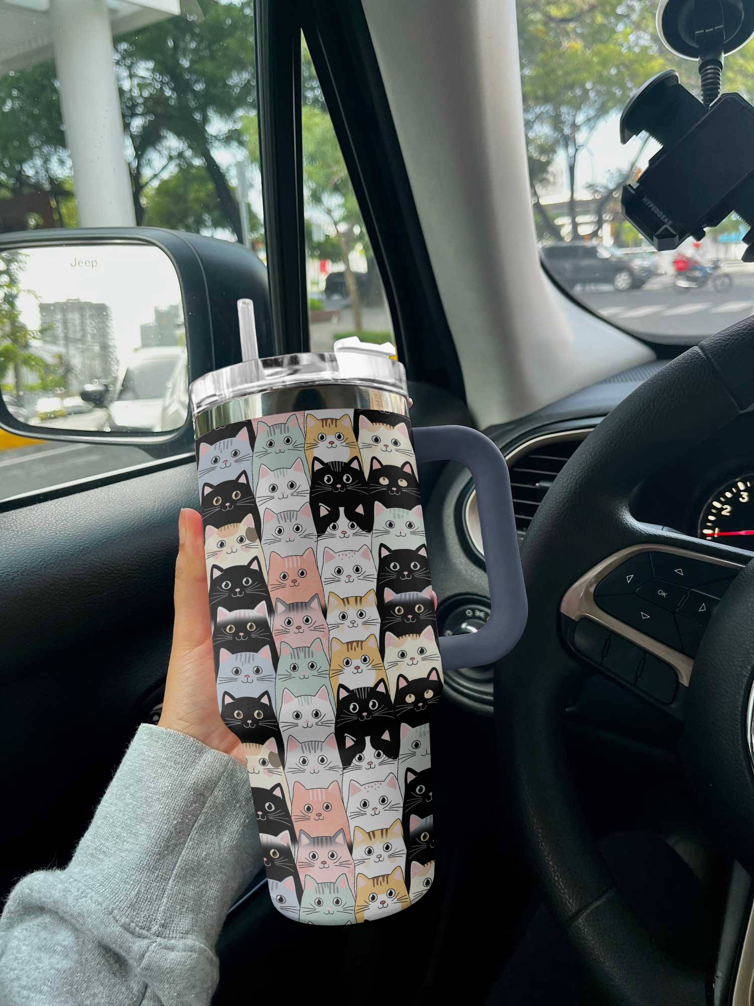 Cat 40 Oz Shineful™ Tumbler Cute Cats Lk8 Navy 40Oz