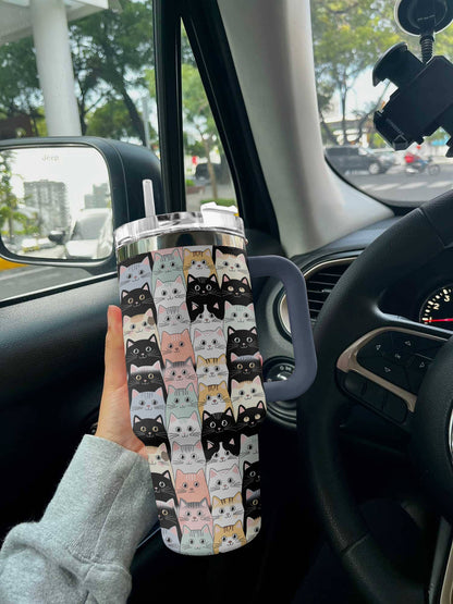 Cat 40 Oz Shineful™ Tumbler Cute Cats Lk8 Navy 40Oz