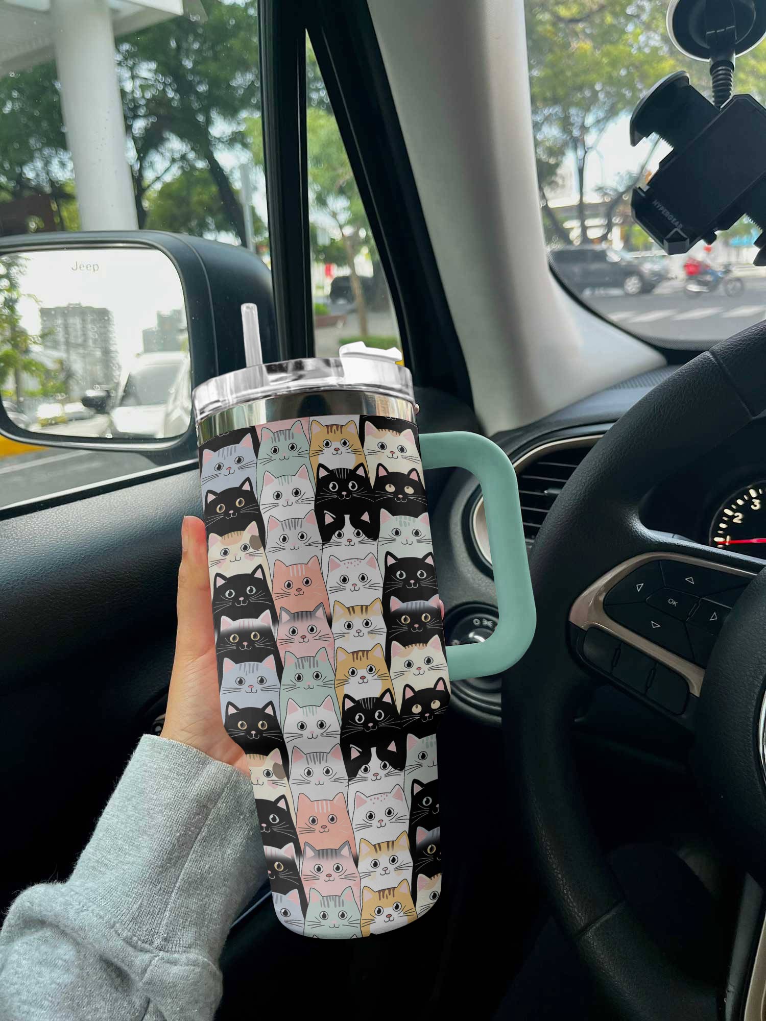 Cat 40 Oz Shineful™ Tumbler Cute Cats Lk8 Turquoise Blue 40Oz