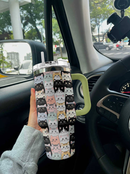 Cat 40 Oz Shineful™ Tumbler Cute Cats Lk8 Green 40Oz