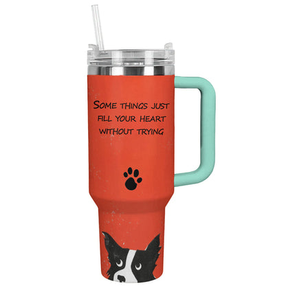 Dog 40 Oz Shineful™ Tumbler Fill Your Heart Lk8 Turquoise Blue 40Oz