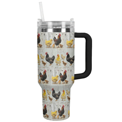 Chicken 40 Oz Shineful™ Tumbler Chickens In Farm Lk8 Black 40Oz