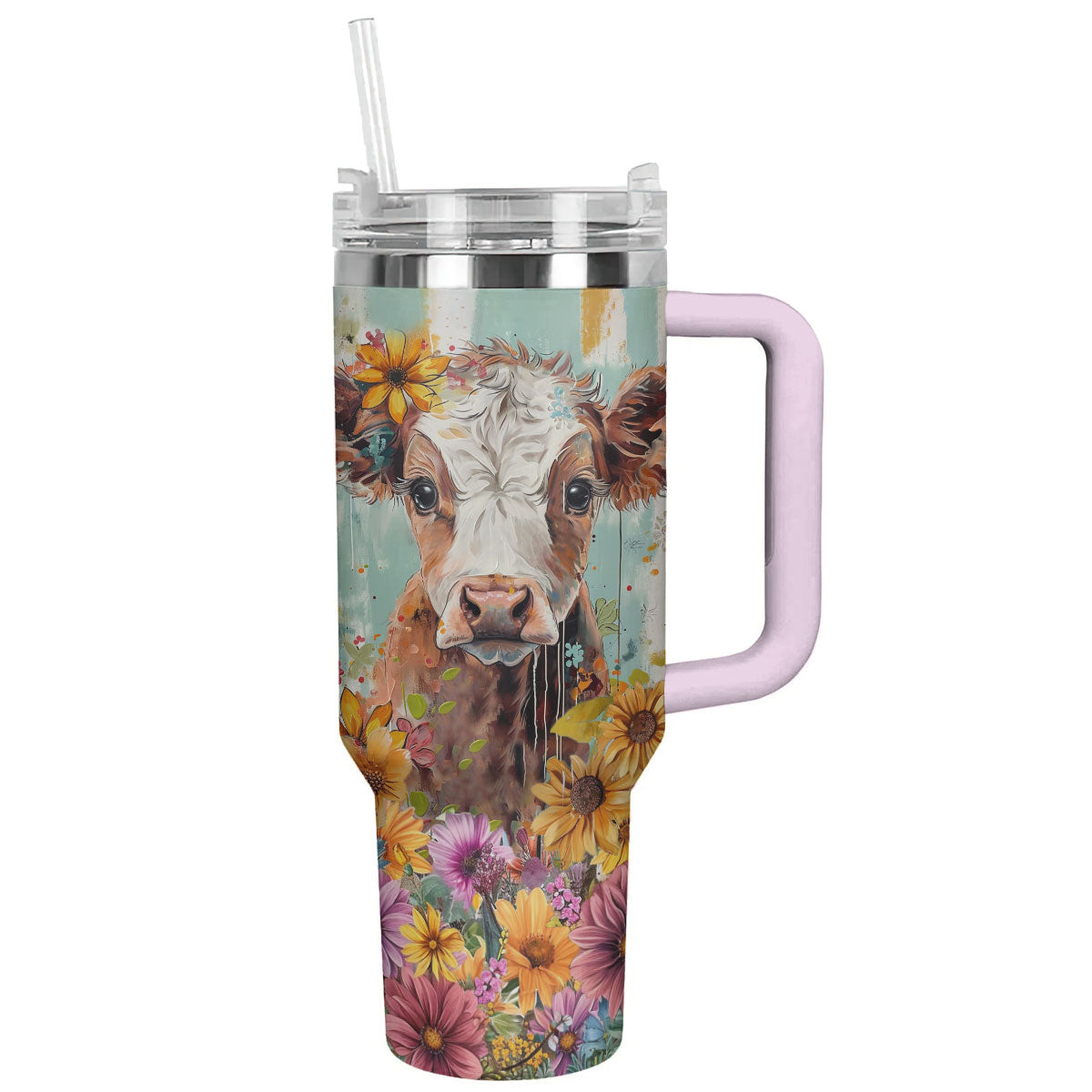 Cow 40 Oz Shineful™ Tumbler Floral Ver2 Lk8 Pink 40Oz