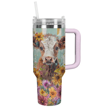 Cow 40 Oz Shineful™ Tumbler Floral Ver2 Lk8 Pink 40Oz