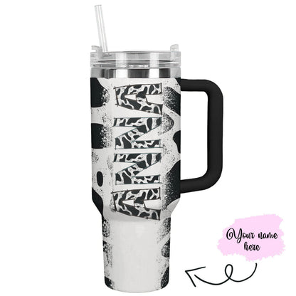 Cow 40 Oz Personalized Shineful™ Tumbler Dairy Cowhide Lk8 Black 40Oz
