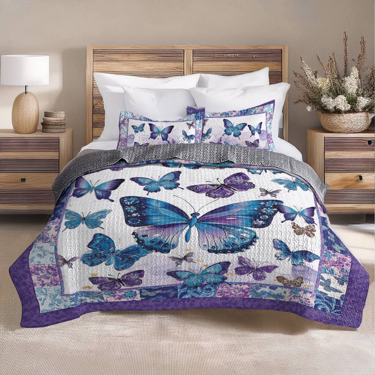 Shineful All Season Quilt 3-Piece Set Butterfly Blossom