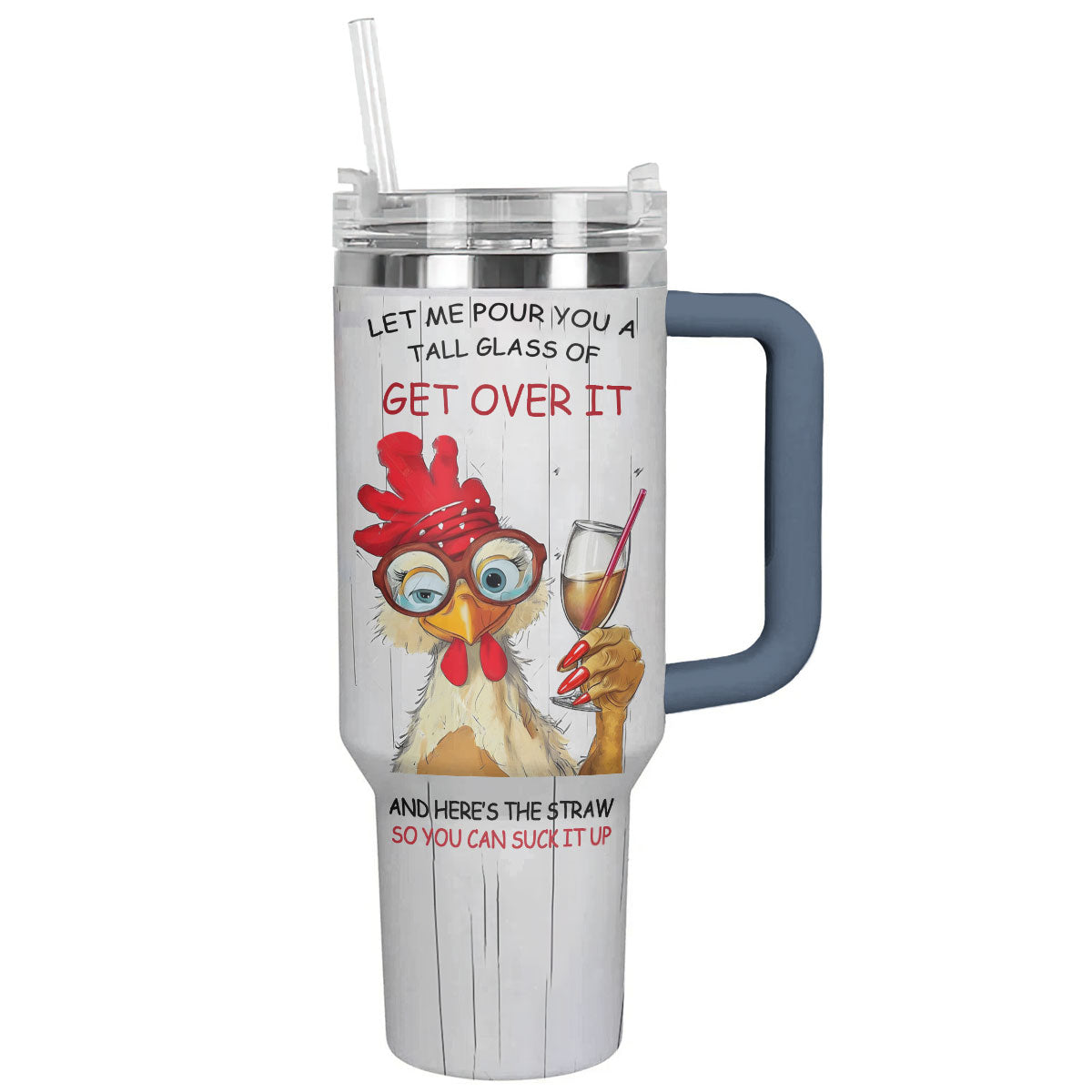 Chicken 40 Oz Shineful™ Tumbler Get Over It Lk8 Navy 40Oz
