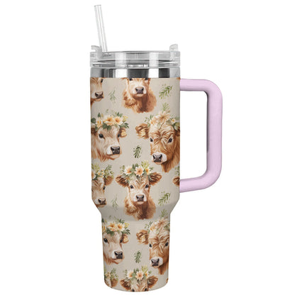 Cow 40 Oz Shineful™ Tumbler Floral Ver3 Lk8 Pink 40Oz