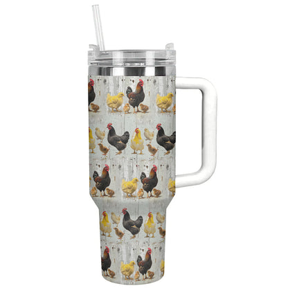 Chicken 40 Oz Shineful™ Tumbler Chickens In Farm Lk8 White 40Oz