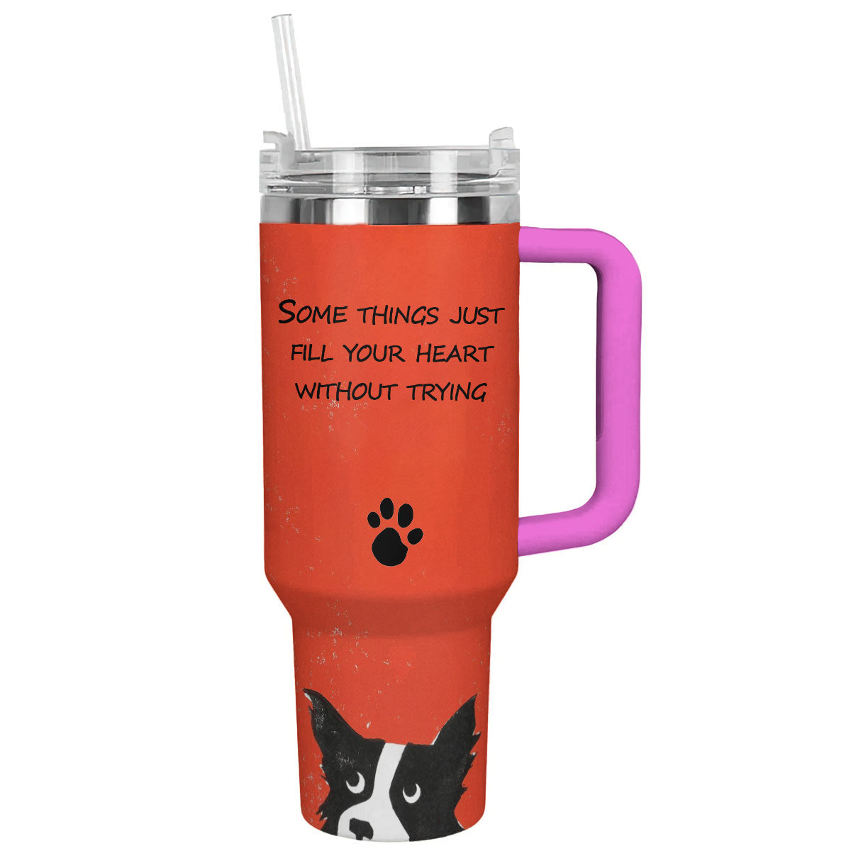 Dog 40 Oz Shineful™ Tumbler Fill Your Heart Lk8 Hot Pink 40Oz
