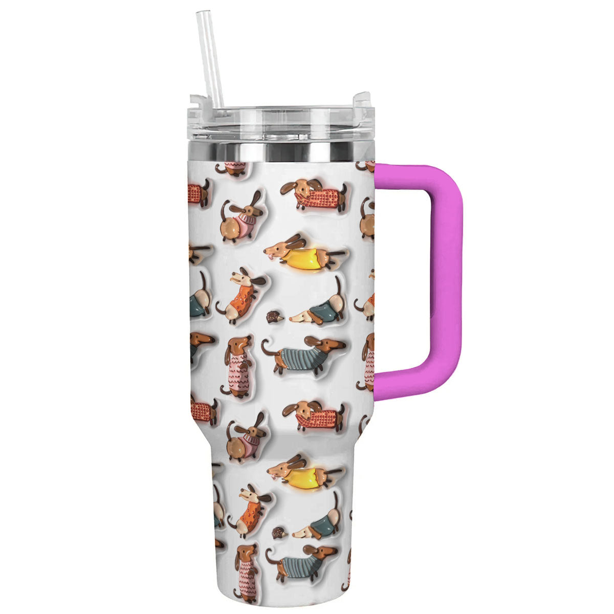 Dog 40 Oz Shineful™ Tumbler Naughty Dachshunds Lk8 Hot Pink 40Oz