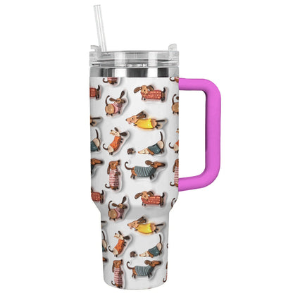 Dog 40 Oz Shineful™ Tumbler Naughty Dachshunds Lk8 Hot Pink 40Oz