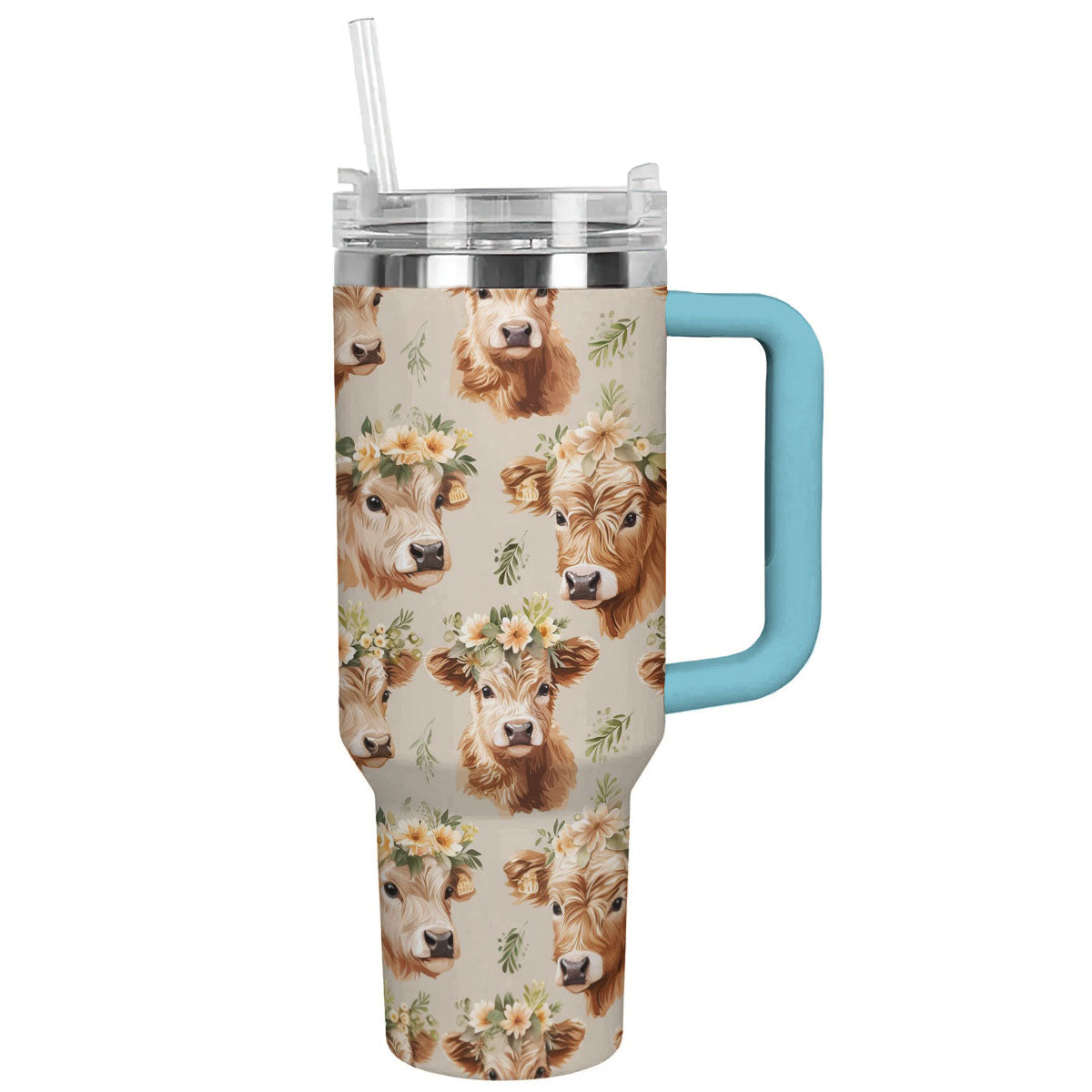 Cow 40 Oz Shineful™ Tumbler Floral Ver3 Lk8 Sky Blue 40Oz