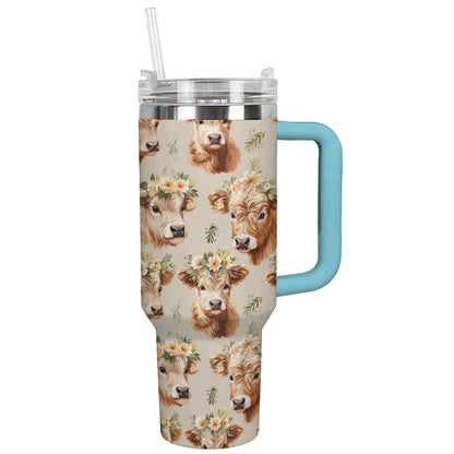 Cow 40 Oz Shineful™ Tumbler Floral Ver3 Lk8 Sky Blue 40Oz