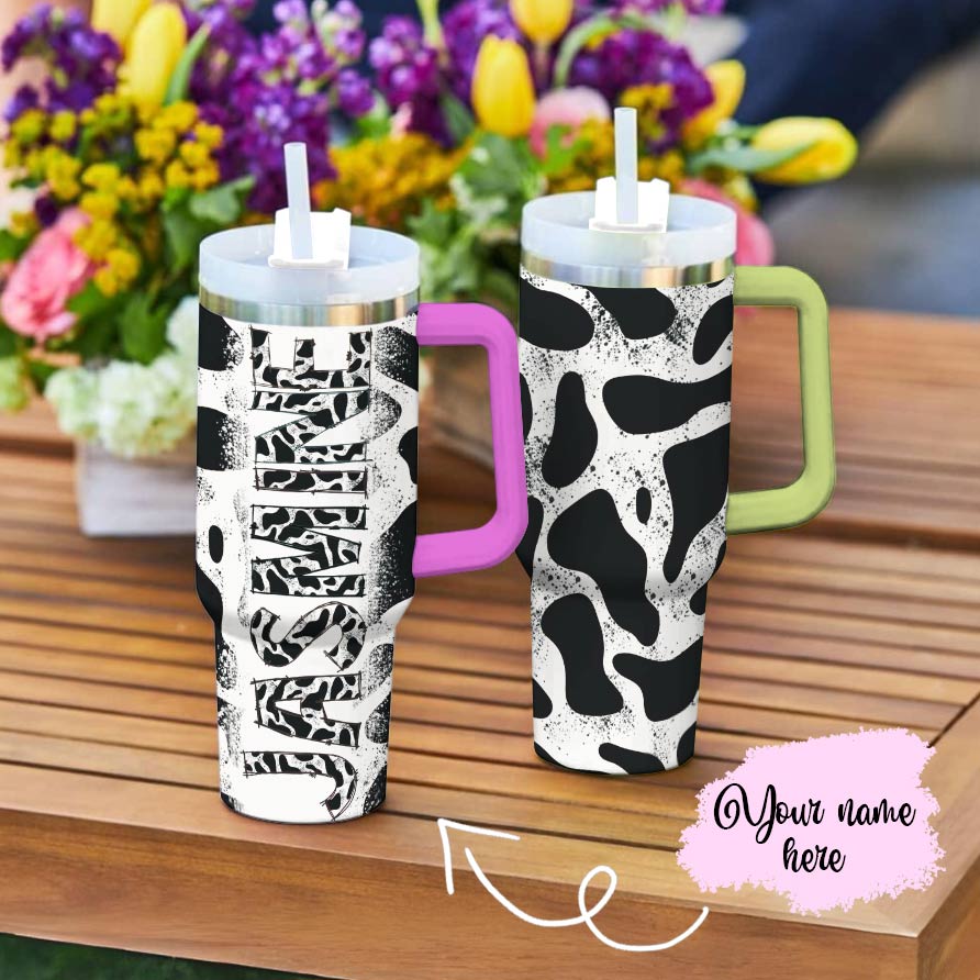 Cow 40 Oz Personalized Shineful™ Tumbler Dairy Cowhide Lk8 40Oz