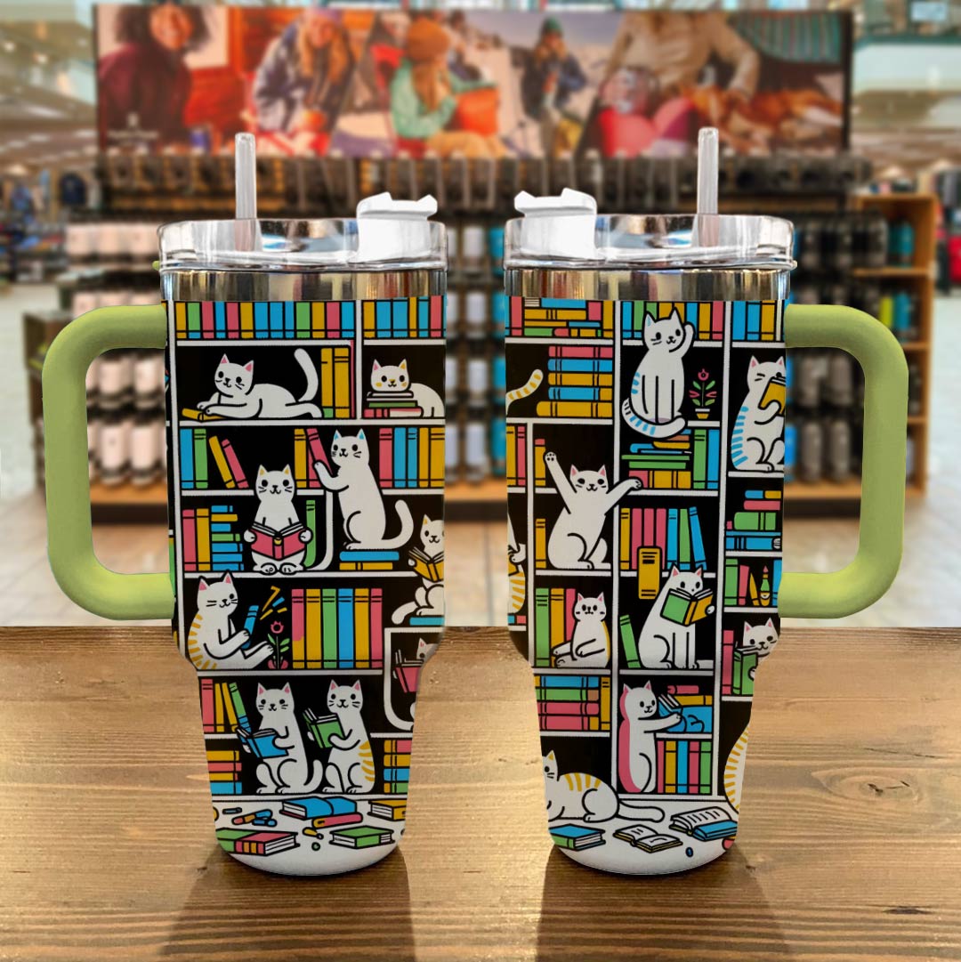Cat 40 Oz Shineful™ Tumbler Colorful Books Lk8 40Oz