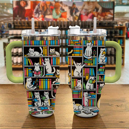 Cat 40 Oz Shineful™ Tumbler Colorful Books Lk8 40Oz