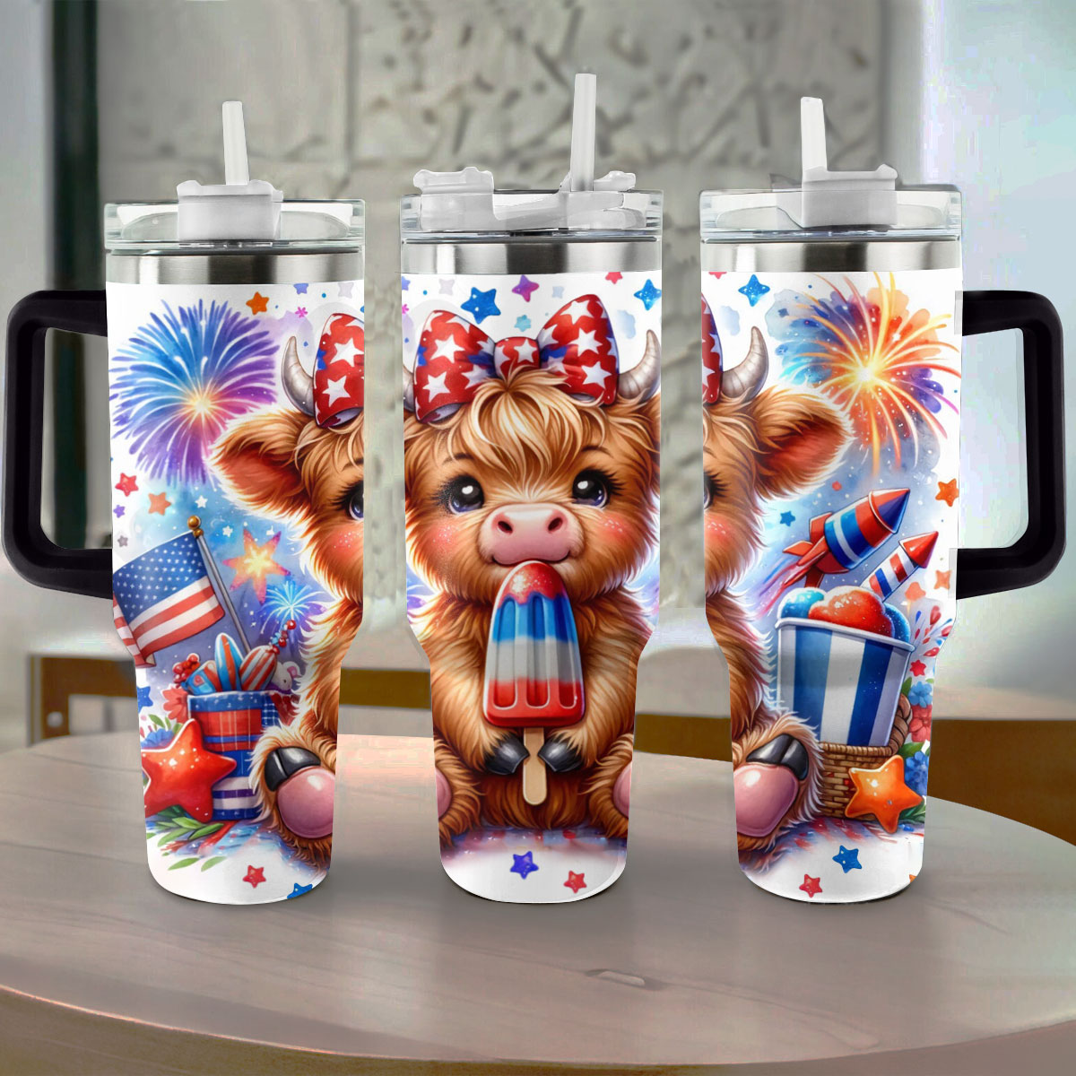 Shineful Tumbler Fourth of July Cow