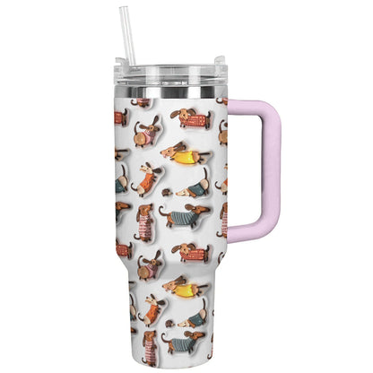 Dog 40 Oz Shineful™ Tumbler Naughty Dachshunds Lk8 Pink 40Oz