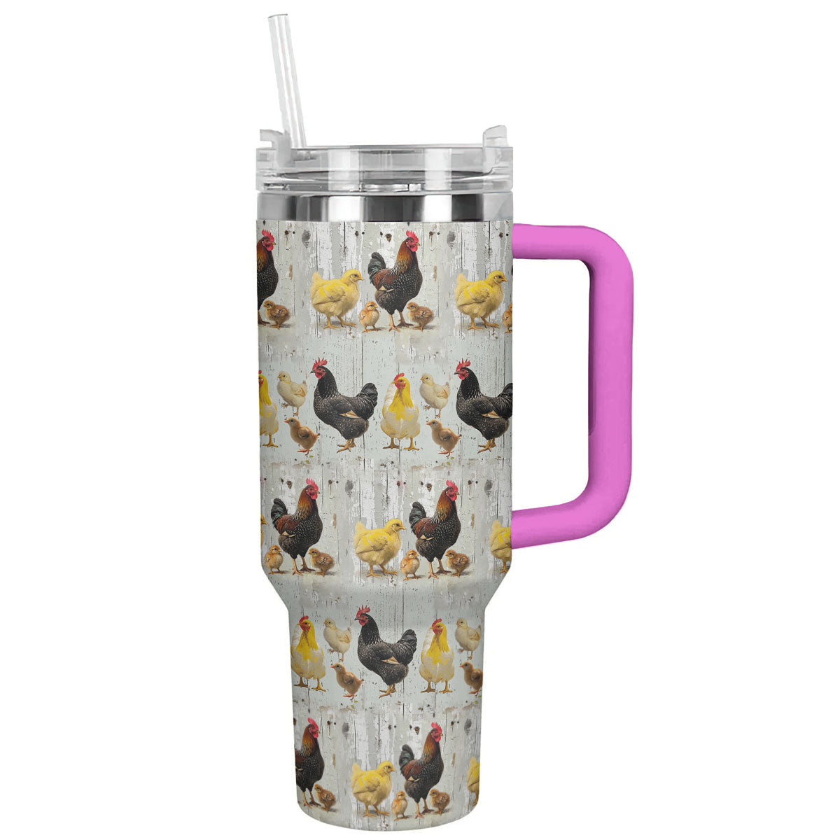 Chicken 40 Oz Shineful™ Tumbler Chickens In Farm Lk8 Hot Pink 40Oz