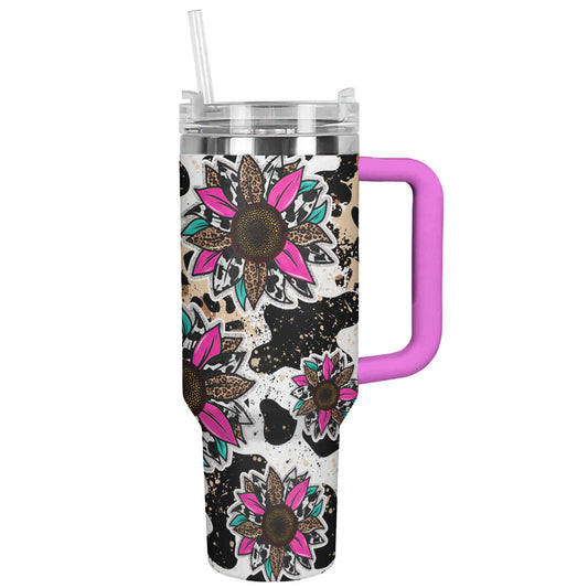 Shineful Tumbler Cow Shineful Leopard Cowhide Sunflowers