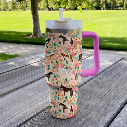 Shineful Tumbler Floral Horses